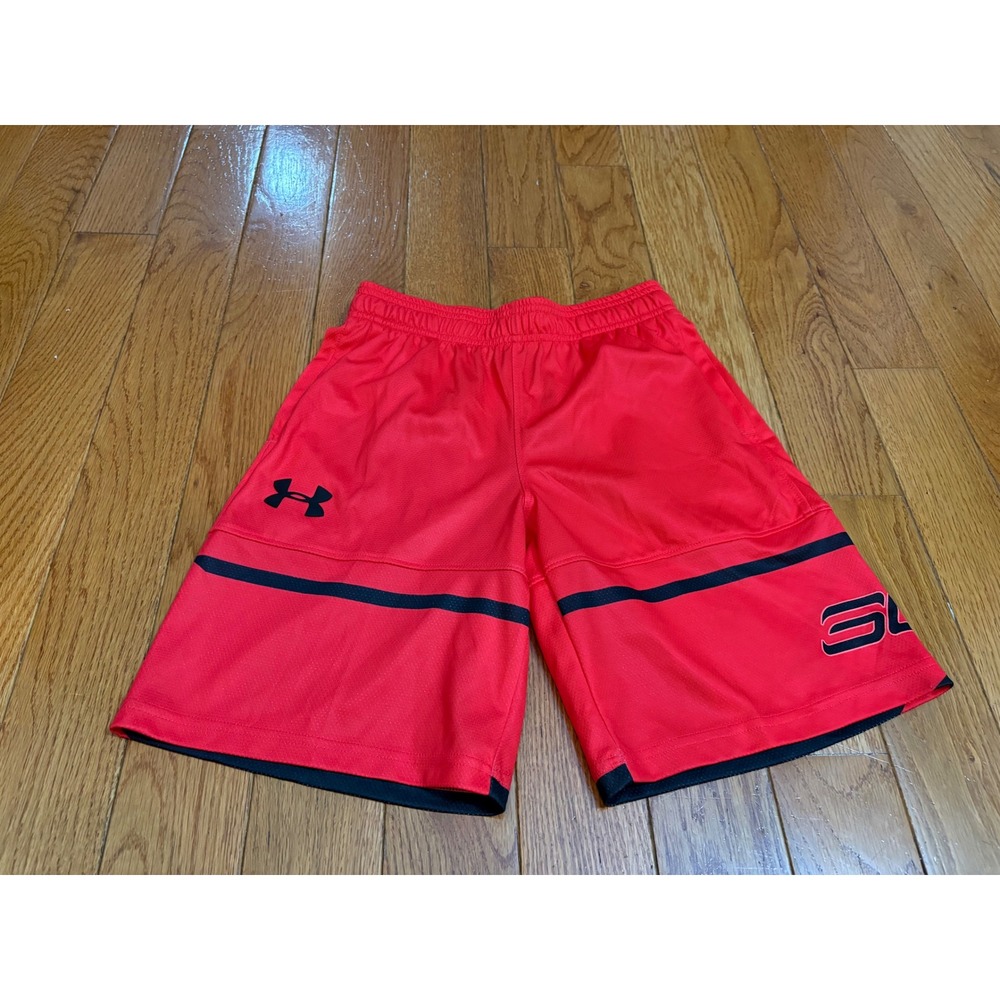 Under Armour Boys Red SC30 Stephen Curry Basketball Shorts HeatGear Youth Medium
